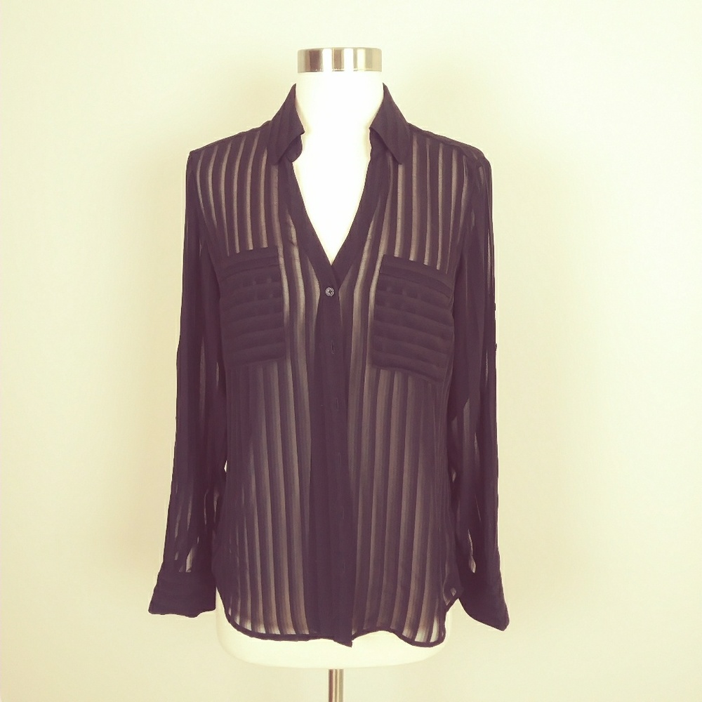 Express sheer black dress shirt